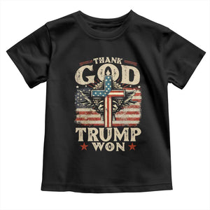 Thank God Trump Won 2024 Baby Shirt The 47th US President Vintage American Flag TS11 Black Print Your Wear