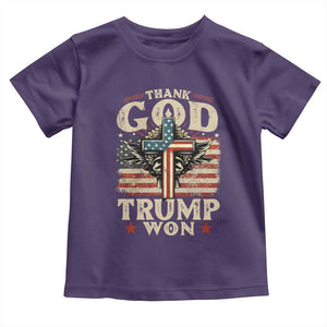Thank God Trump Won 2024 Baby Shirt The 47th US President Vintage American Flag TS11 Purple Print Your Wear