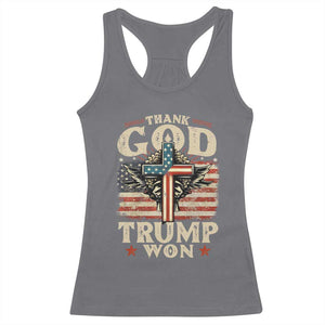 Thank God Trump Won 2024 Racerback Tank Top The 47th US President Vintage American Flag TS11 Charcoal Print Your Wear