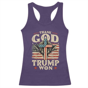 Thank God Trump Won 2024 Racerback Tank Top The 47th US President Vintage American Flag TS11 Purple Print Your Wear