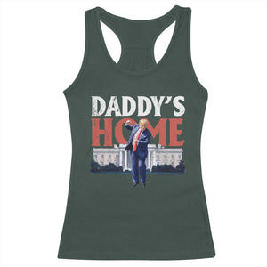 Funny Daddy's Home Racerback Tank Top Trump Dance The 47th US President TS11 Dark Forest Green Print Your Wear