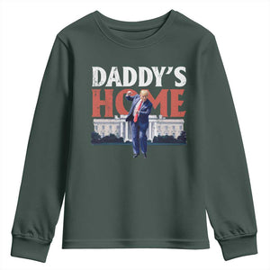 Funny Daddy's Home Youth Sweatshirt Trump Dance The 47th US President TS11 Dark Forest Green Print Your Wear