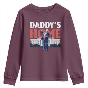 Funny Daddy's Home Youth Sweatshirt Trump Dance The 47th US President TS11 Maroon Print Your Wear