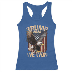 Trump We Won 2024 Racerback Tank Top Vintage Eagle American Flag TS11 Royal Blue Print Your Wear