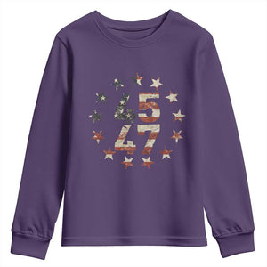 Trump 2024 Youth Sweatshirt 45 47 The 47th US President Vintage American Flag TS11 Purple Print Your Wear