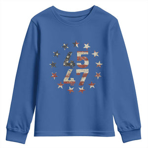 Trump 2024 Youth Sweatshirt 45 47 The 47th US President Vintage American Flag TS11 Royal Blue Print Your Wear