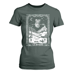 Italian Christmas La Befana T Shirt For Women Buon Befana Folklore Xmas Witch TS11 Dark Forest Green Print Your Wear