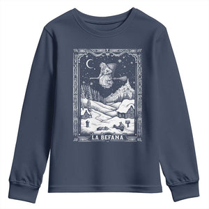 Italian Christmas La Befana Youth Sweatshirt Buon Befana Folklore Xmas Witch TS11 Navy Print Your Wear