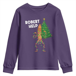 Funny Marcus The Worm Christmas Youth Sweatshirt Robert Help Xmas Tree TS11 Purple Print Your Wear