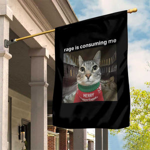 Rage Is Consuming Me Christmas Garden Flag Funny Silly Staring Cat Meme Xmas Ugly Sweater TS11 Print Your Wear
