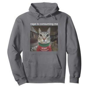 Rage Is Consuming Me Christmas Hoodie Funny Silly Staring Cat Meme Xmas Ugly Sweater TS11 Charcoal Print Your Wear