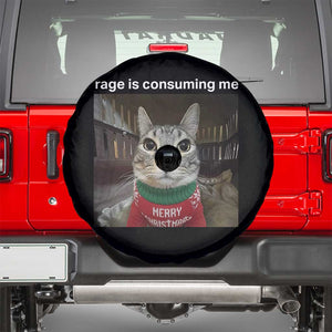 Rage Is Consuming Me Christmas Spare Tire Cover Funny Silly Staring Cat Meme Xmas Ugly Sweater TS11 Black Print Your Wear