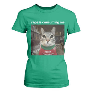 Rage Is Consuming Me Christmas T Shirt For Women Funny Silly Staring Cat Meme Xmas Ugly Sweater TS11 Irish Green Print Your Wear