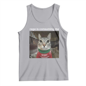Rage Is Consuming Me Christmas Tank Top Funny Silly Staring Cat Meme Xmas Ugly Sweater TS11 Athletic Heather Print Your Wear