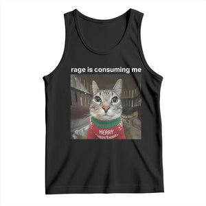 Rage Is Consuming Me Christmas Tank Top Funny Silly Staring Cat Meme Xmas Ugly Sweater TS11 Black Print Your Wear