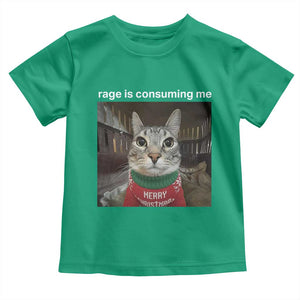 Rage Is Consuming Me Christmas Toddler T Shirt Funny Silly Staring Cat Meme Xmas Ugly Sweater TS11 Irish Green Print Your Wear