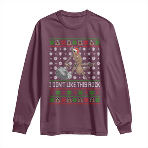 Funny Marcus The Worm Christmas Long Sleeve Shirt I Dont Like This Rock Xmas Holiday TS11 Maroon Print Your Wear