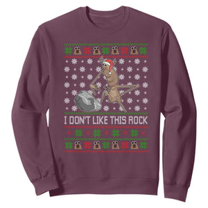 Funny Marcus The Worm Christmas Sweatshirt I Dont Like This Rock Xmas Holiday TS11 Maroon Print Your Wear