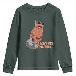 Funny Marcus The Worm Youth Sweatshirt I Dont Like This Rock Meme TS11 Dark Forest Green Print Your Wear