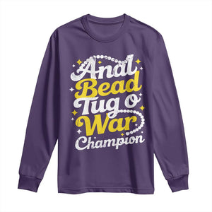 Funny Anal Bead Tug O War Long Sleeve Shirt Inappropriate Adult Humor Weird Cringe TS11 Purple Print Your Wear
