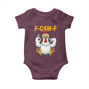 Funny F Caw F 67 Meme Baby Onesie Cartoon Chicken Poultry Humor TS11 Maroon Print Your Wear