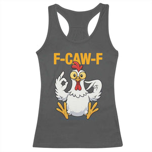 Funny F Caw F 67 Meme Racerback Tank Top Cartoon Chicken Poultry Humor TS11 Dark Heather Print Your Wear
