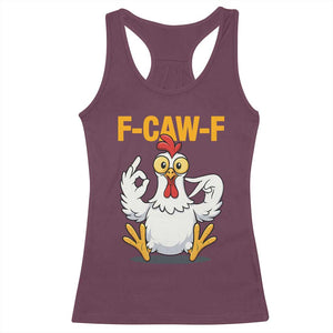 Funny F Caw F 67 Meme Racerback Tank Top Cartoon Chicken Poultry Humor TS11 Maroon Print Your Wear