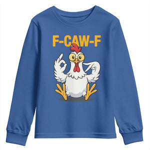 Funny F Caw F 67 Meme Youth Sweatshirt Cartoon Chicken Poultry Humor TS11 Royal Blue Print Your Wear