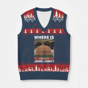 Funny Marcus The Worm Xmas V-Neck Knit Sweater Vest Where Is Jimbo James Xmas Ugly Sweater TS11 Navy Red Print Your Wear