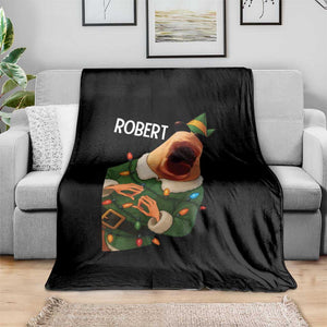 Funny Christmas Marcus The Worm Robert Xmas Elf Throw Blanket TS11 Print Your Wear