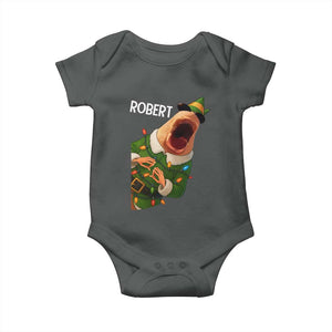 Funny Christmas Marcus The Worm Robert Xmas Elf Baby Onesie TS11 Dark Heather Print Your Wear