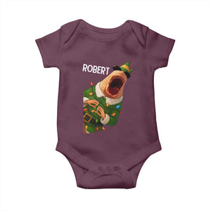 Funny Christmas Marcus The Worm Robert Xmas Elf Baby Onesie TS11 Maroon Print Your Wear