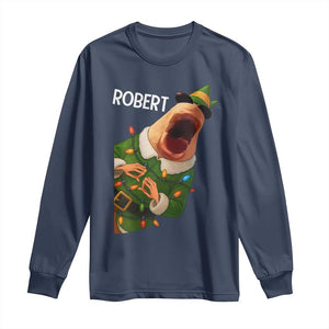 Funny Christmas Marcus The Worm Robert Xmas Elf Long Sleeve Shirt TS11 Navy Print Your Wear