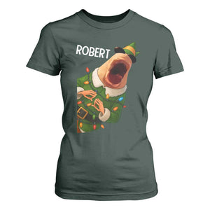 Funny Christmas Marcus The Worm Robert Xmas Elf T Shirt For Women TS11 Dark Forest Green Print Your Wear
