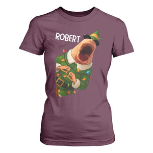 Funny Christmas Marcus The Worm Robert Xmas Elf T Shirt For Women TS11 Maroon Print Your Wear