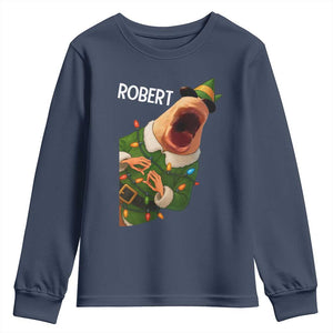 Funny Christmas Marcus The Worm Robert Xmas Elf Youth Sweatshirt TS11 Navy Print Your Wear