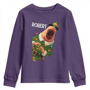 Funny Christmas Marcus The Worm Robert Xmas Elf Youth Sweatshirt TS11 Purple Print Your Wear
