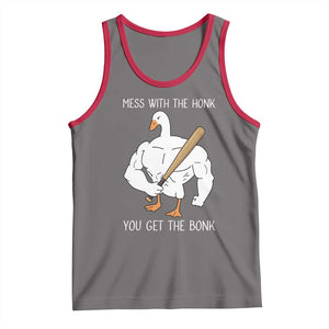 Funny Mess With The Honk You Get The Bonk Tank Top Muscle Silly Goose TS11 Deep Heather Red Print Your Wear