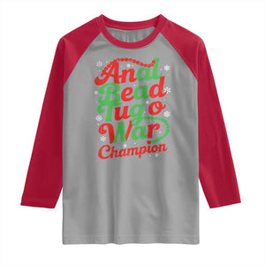 Funny Anal Bead Tug O War Christmas Raglan Shirt Inappropriate Adult Humor Weird Cringe TS11 Sport Gray Red Print Your Wear