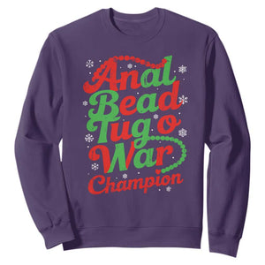 Funny Anal Bead Tug O War Christmas Sweatshirt Inappropriate Adult Humor Weird Cringe TS11 Purple Print Your Wear