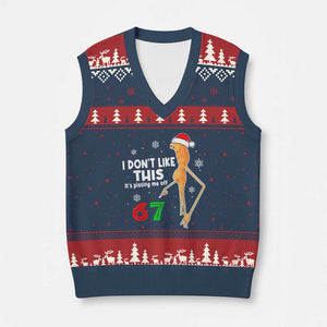 Funny Marcus The Worm 67 Meme Xmas V-Neck Knit Sweater Vest I Don't Like This It's Pissing Me Off TS11 Navy Red Print Your Wear