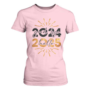 Goodbye 2024 Hello 2025 T Shirt For Women New Year's Eve Party TS11 Light Pink Print Your Wear