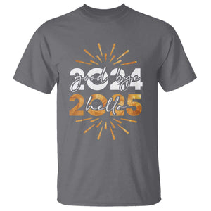 Goodbye 2024 Hello 2025 T Shirt New Year's Eve Party Fireworks TS11 Charcoal Print Your Wear