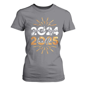 Goodbye 2024 Hello 2025 T Shirt For Women New Year's Eve Party Fireworks TS11 Charcoal Print Your Wear