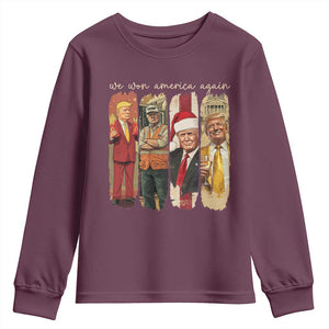 Trump 2024 We Won America Again Youth Sweatshirt TS11 Maroon Print Your Wear