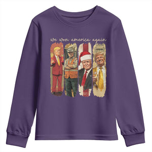 Trump 2024 We Won America Again Youth Sweatshirt TS11 Purple Print Your Wear