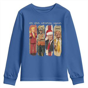 Trump 2024 We Won America Again Youth Sweatshirt TS11 Royal Blue Print Your Wear
