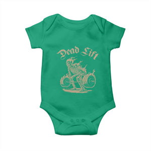 Funny Deadlifts Lifting Weights Gym Skeleton Baby Onesie TS11 Irish Green Print Your Wear