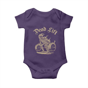 Funny Deadlifts Lifting Weights Gym Skeleton Baby Onesie TS11 Purple Print Your Wear