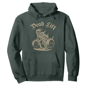Funny Deadlifts Lifting Weights Gym Skeleton Hoodie TS11 Dark Forest Green Print Your Wear